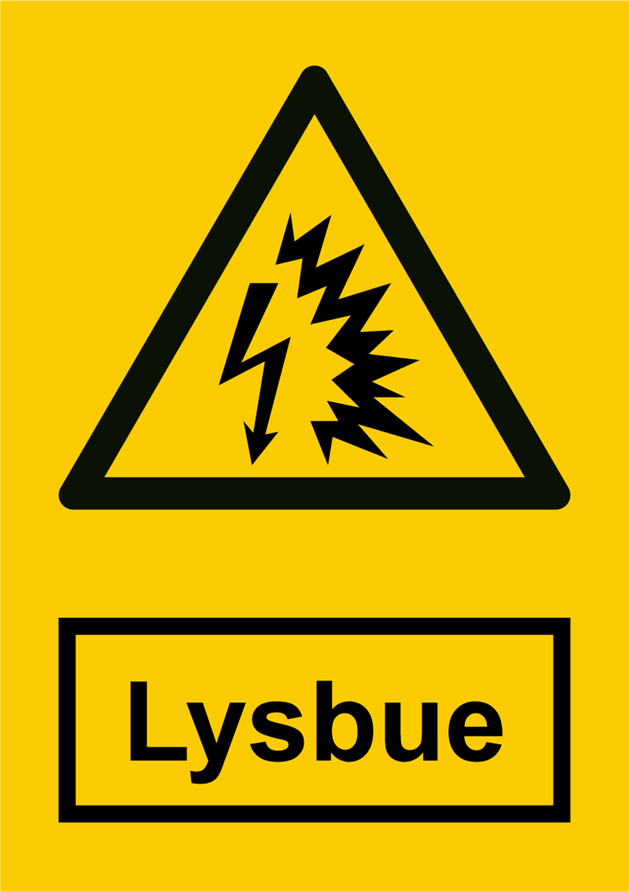 Advarselslabel der signalerer advarsel for lysbue, ISO 7010 W042